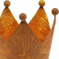 Suporte de luz de chá coroa decoração de metal com aparência de ouro ferrugem H10cm | Floristik24.pt