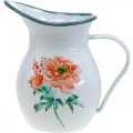 Floristik24 Jarro decorativo, jarra de flores look vintage, jarro esmaltado com motivo rosa Alt. 19cm