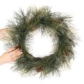 Coroa artificial de ramos de pinheiro com pinhas, 60 cm | Floristik24.pt