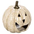 Floristik24 Abóbora decorativa de cerâmica com LED e carinha sorridente, 13 cm