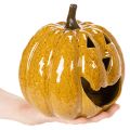 Abóbora de cerâmica com rosto, decoração LED, Halloween, 19 cm | Floristik24.pt
