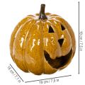 Abóbora de cerâmica com rosto, decoração LED, Halloween, 19 cm | Floristik24.pt