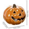 Abóbora de cerâmica com LED para decoração de Halloween (pequena, 10 cm) | Floristik24.pt