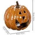 Abóbora de cerâmica decorativa de Halloween com LED, 15 cm | Floristik24.pt