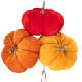 Floristik24 Abóbora decorativa em arame, decoração de outono, veludo, conjunto tricolor, 8 cm, 9 peças