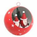 Floristik24 Bola de Natal para pendurar Papai Noel e LED vermelho Ø20cm para baterias