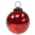Floristik24 Decorações para árvores de Natal Bola de Natal de vidro vermelho Ø10cm 4 unidades