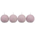 Floristik24 Velas redondas Bola de neve roxa com brilho Velas de bola 8 cm 4 unidades