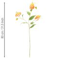Flor artificial Gloriosa laranja com hastes longas para vasos, 80cm, 3 unidades. | Floristik24.pt