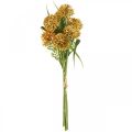 Floristik24 Flores artificiais decoração de alho amarelo cebola ornamental 34cm 3 unidades em cacho