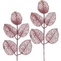 Floristik24 Plantas artificiais, folhas decorativas, galho artificial rosa glitter L36cm 10p