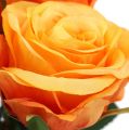 Floristik24 Rosas artísticas preenchidas com laranja Ø6cm C37cm 6pcs