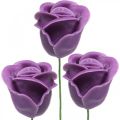 Floristik24 Rosas artificiais cera violeta rosas rosas decorativas cera Ø6cm 18p