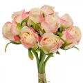 Floristik24 Rosas artificiais rosas artificiais rosa damasco 28 cm cacho 9 unidades
