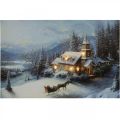 Foto LED paisagem de inverno de Natal com igreja mural LED 58x38cm