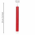 Vela cônica de LED, vermelha com luz branca quente, 24 cm, 2 peças | Floristik24.pt