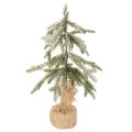Floristik24 Planta artificial com neve, árvore de Natal LED em saco de juta, funciona a pilhas, para uso interior, 50 cm