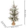 Árvore de Natal artificial com neve artificial, em saco de juta, 40 LEDs, para uso interno, 85 cm | Floristik24.pt