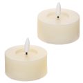 Vela de LED, branco quente, efeito de cintilação e temporizador, cera verdadeira, funciona a bateria, 7 cm, 2 unidades | Floristik24.pt