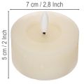 Vela de LED, branco quente, efeito de cintilação e temporizador, cera verdadeira, funciona a bateria, 7 cm, 2 unidades | Floristik24.pt