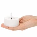 Vela LED XL Tealight Branca de Cera Real com Temporizador, Luz Branca Quente, 6cm, 2 unidades | Floristik24.pt