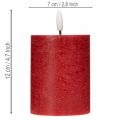 Vela pilar de LED feita de cera verdadeira na cor vermelha com temporizador e luz branca quente, 12 cm | Floristik24.pt
