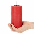 Vela pilar LED vermelha com temporizador e luz branca quente, feita de cera verdadeira, 15 cm | Floristik24.pt