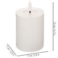 Vela de pilar LED, com efeito de chama tremulante e temporizador, Ø7cm, 12cm | Floristik24.pt