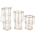 Conjunto de 3 lanternas de jardim em metal, estilo candeeiro de vento, Ø8,5cm A23/18,5/14,5cm. | Floristik24.pt