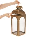 Lanterna de metal com vidro e aparência de latão, 50 cm de altura, conjunto de 2 | Floristik24.pt