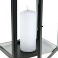Floristik24 Lanterna decorativa de metal preto, lanterna de vidro retangular 19x15x30,5cm