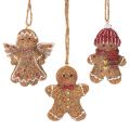 Floristik24 Enfeites decorativos para pendurar, figuras artificiais de biscoito de gengibre, 7 cm, 3 peças.