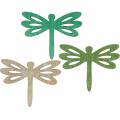 Floristik24 Libélulas para espalhar, decoração de verão feita de madeira, decoração de mesa verde 48pcs
