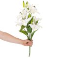Lírios artificiais, 6 flores brancas, ramo florido realista, 66 cm | Floristik24.pt