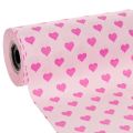 Floristik24 Papel para punho com estampa de coração, rosa, 25cm, 100m