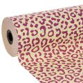 Floristik24 Papel para punho, estampa de leopardo, roxo, 25cm, 100m