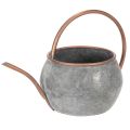 Floristik24 Regador decorativo de metal, estilo campestre vintage, decoração de jardim, para plantio, cobre prateado, C41cm Ø26cm A30cm