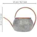 Regador decorativo de metal, estilo campestre vintage, decoração de jardim, para plantio, cobre prateado, C41cm Ø26cm A30cm | Floristik24.pt