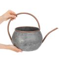 Regador decorativo de metal, estilo campestre vintage, decoração de jardim, para plantio, cobre prateado, C41cm Ø26cm A30cm | Floristik24.pt