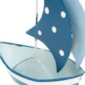 Floristik24 Barco à vela decorativo feito de metal azul, branco 9,5 cm x 13 cm 2 unidades