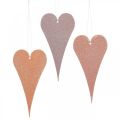 Floristik24 Pendurar corações decorativos para pendurar laranja/roxo 15cm 6uds