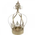 Floristik24 Coroa decorativa para pendurar, floreira, decoração em metal, Advent Golden, aspecto antigo Ø19,5cm A35cm