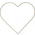 Floristik24 Anel de metal em forma de coração, metal de decoração pendurado, laço decorativo dourado W32.5cm 3pcs