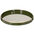 Floristik24 Bandeja decorativa verde com borda dourada, estilo moderno, 30 cm