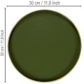 Bandeja decorativa verde com borda dourada, estilo moderno, 30 cm | Floristik24.pt
