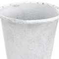Floristik24 Vaso com enfeites, floreira, vaso de metal branco Ø15,5cm A14,5cm