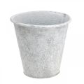 Floristik24 Vaso, vaso com ornamentos, decoração em metal branco, cinza Ø20,5cm Alt19,5cm
