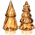 Floristik24 Árvore de Natal de vidro com luzes LED para decoração de interiores, funciona a pilhas, 13 cm, 2 peças.