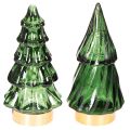 Floristik24 Árvore de Natal de vidro com luzes LED, decoração de mesa, Natal, 13 cm, 2 peças