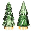 Árvore de Natal de vidro com luzes LED, decoração de mesa, Natal, 13 cm, 2 peças | Floristik24.pt
